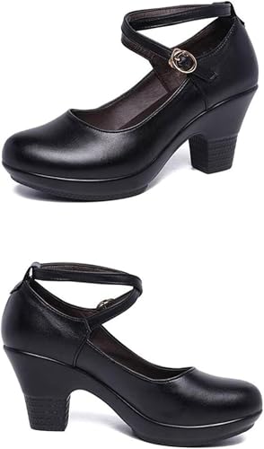 Women's Comfortable Mary Jane Lightweight Thick Block High Heels Round Head Women's Formal Shoes2