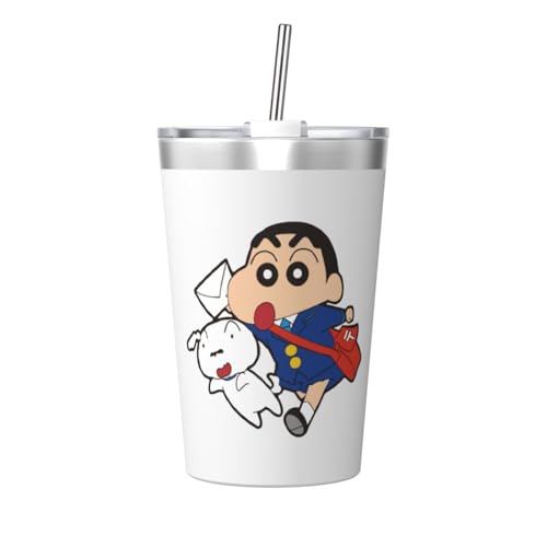 タンブラー クレヨンしんちゃん 水筒 ストローカップ マグボトル コップ 340ml ストロー付き 魔法瓶 真空断熱 保温保冷 コーヒー おしゃれ 直飲み 車用 子供 遠足 通勤 通学