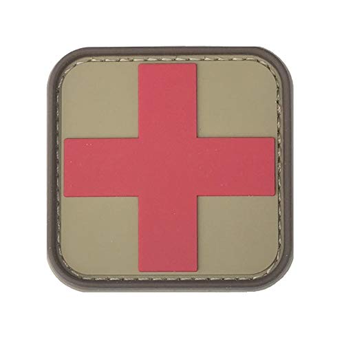 Medic First Aid Morale Patch - Perfect for IFAK Rip Away Pouch, EMT, EMS, Trauma, Medical, Paramedic, First Response Rescue Kit, Tactical, Combat, Emergency, Blow Out, EDC Bag (Coyote-Red)