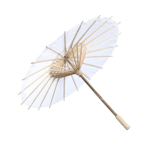 ORFOFE Handgefertigter Weißer Öl papierschirm aus Bambus Großer Asiatischer Sonnenschirm Dekorativer Pagodenschirm für Hochzeit Fest Feiern Zufällige Farbe Zufällige Farbe