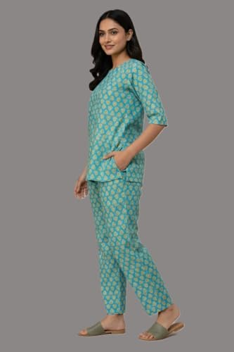 Image of Women & Girl's Cotton Night Suit | Soft Breathable Nightwear for Women Comfortable Lounge Wear Sleepwear Set for Girls Ladies Skin Friendly Smooth Fabric | Cotton | Multicolor (, XL)
