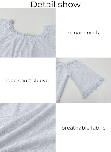 MIHOLL Women's Lace Off Shoulder Tops Casual Loose Blouse Shirts (Gray, XX-Large)
