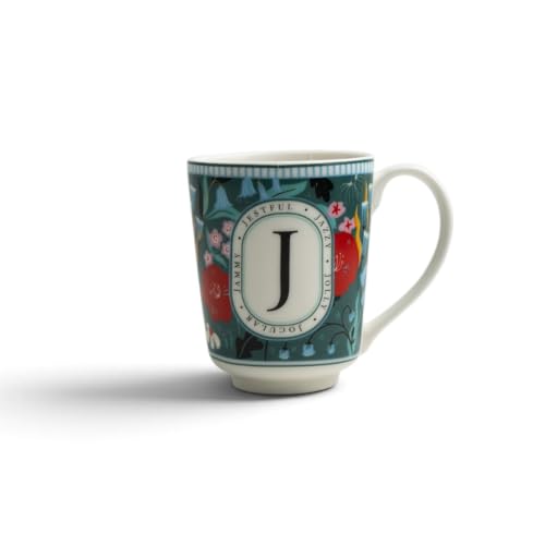 Image of Shay Alphabet Mug 300ml, Letter J Printed Coffee Mug for Girls, Boys, Friends | Ceramic Mug |Glossy Finish | Ceramic Coffee Cup | Porcelain | Microwave Safe (Alphabet Mug - J)
