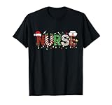 Navidad Enfermera Luces diseño Cuadros Camiseta