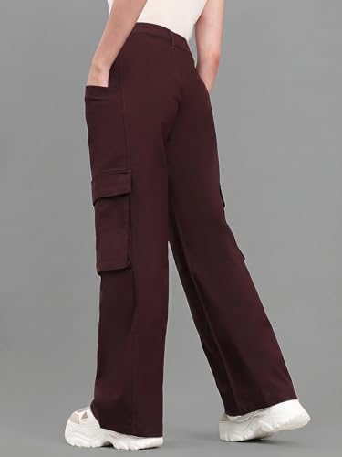 Image of GO COLORS Mostlysane Collection Polyester Cargo Pant for Women | Lightweight, Mid Rise, 4 Pockets
