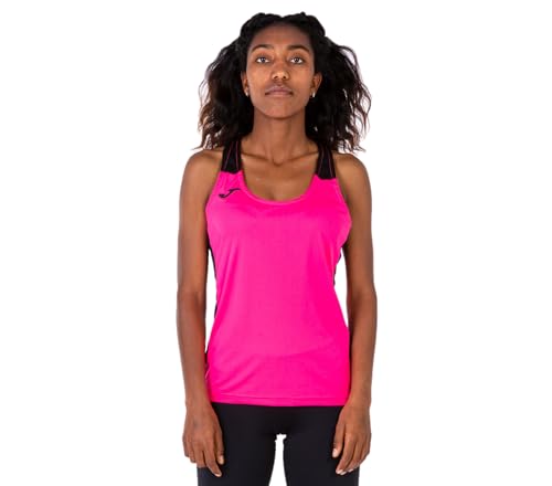 Joma 2XS Camiseta Tirantes Record II, Unisex-Adult, Rosa flúor-Negro