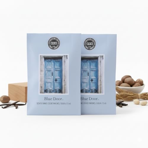 2er Set Duftsäckchen Blue Door holzig Warmer Duftbeutel mit frischer Mandarine Zedernholz und Vetiver dekorativer Raumduft für Kleiderschrank Bad und Wohnraum langanhaltend bis zu 4 Monate