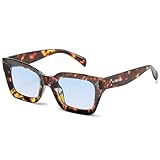 PANTHOS Mod. Massive occhiali da sole unisex uomo donna vintage fashion protezione UV400 con pezzolina e sacchettino (Tartarugato/Blu)