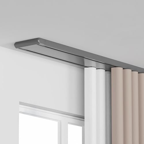 Rail de rideau de plafond double rangée alu blanc pour salon et chambre