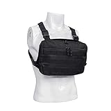 Tactical Chest Rig, Heavy Duty Radio Chest Harness, Chest Front Pack Pouch Holster Vest Rig for Two Way Radio with Front Pouches and 2 Large Pockets for Universal Walkie Talkies Accessories