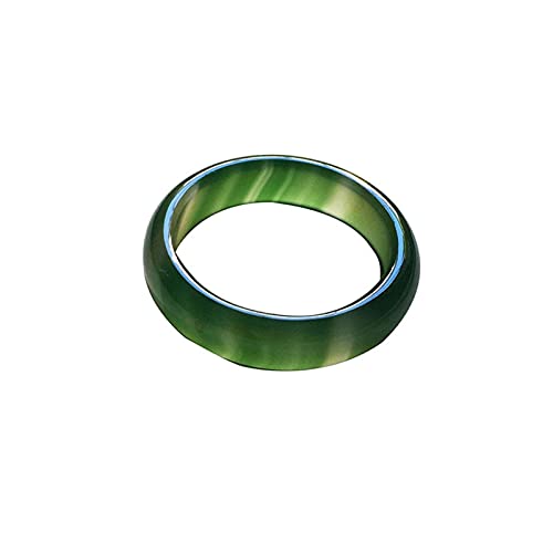 PAOMIAN Natural Green Agate Ring for Men Women with Texture Handmade Brand Jadeite Jade Rings Jade Jewelry Natural Stone Jade (Ring Size : 9)
