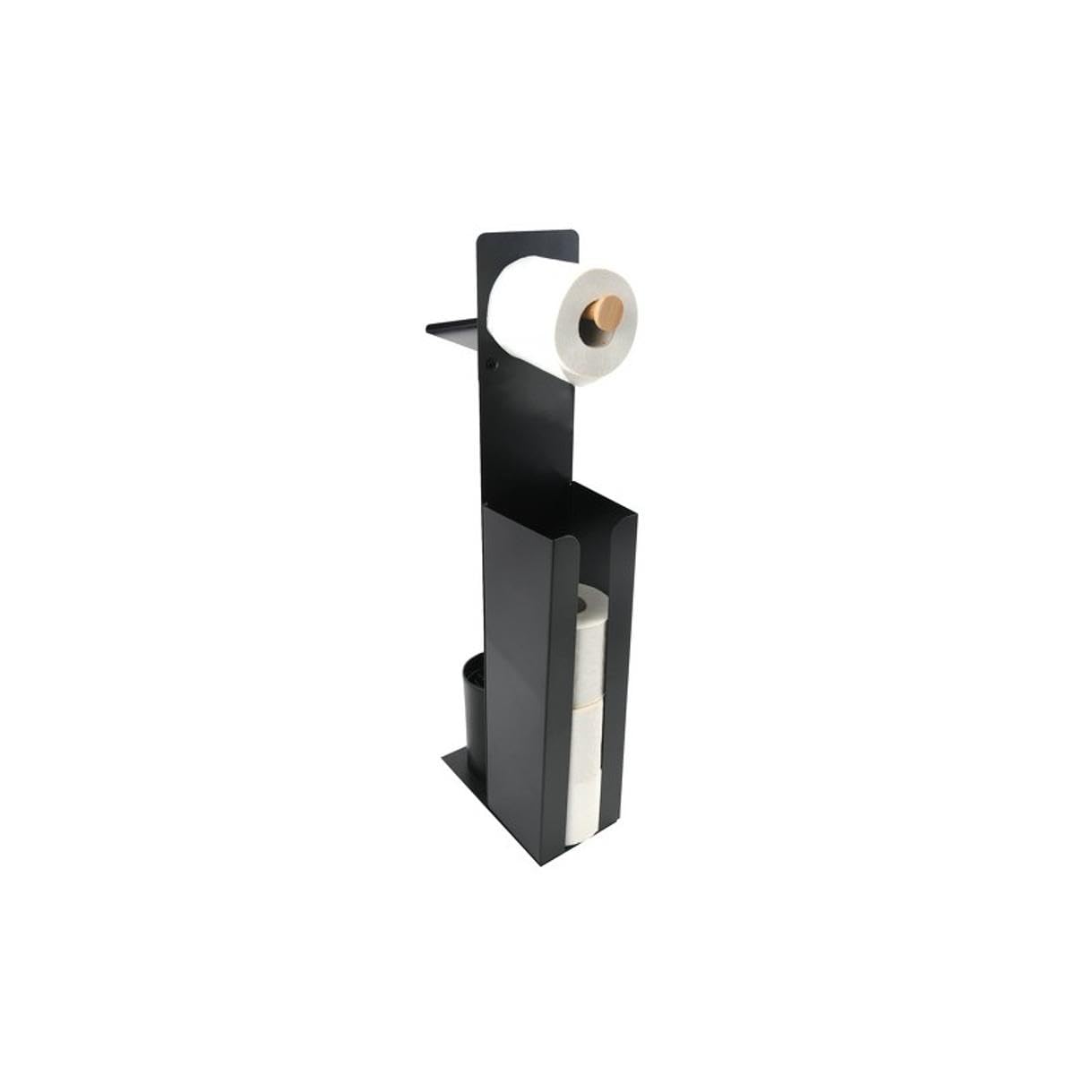 Spirella Combiné WC avec Support Smartphone Acier & Bambou Yoni Noir Mat