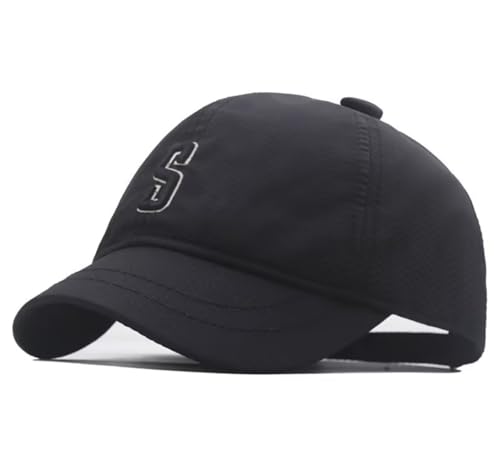 RUICHENG Gorra de béisbol con visera corta para hombre, para verano, ligera, gorra de béisbol para correr, Negro , 56-60