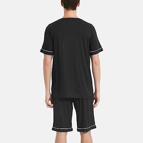GYS Men's Bamboo Viscose Pajamas Set Short Sleeve Top and Shorts Pjs Sleep Set Soft Two-Piece Sleepwear with Pockets2