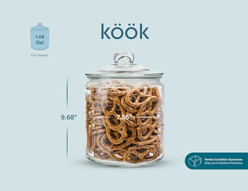 image for KooK Glass Kitchen Jars, Food & Cookie Storage Containers for Pantry, 