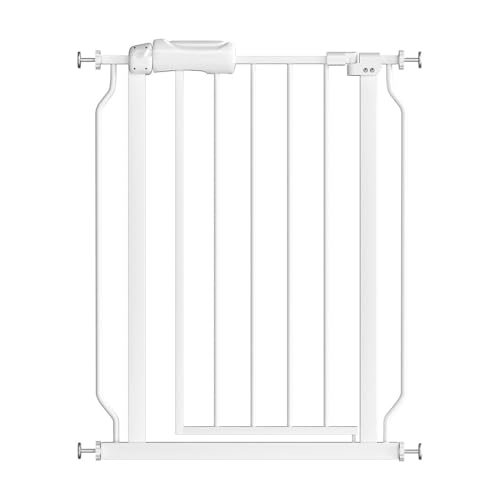 Fairy Baby Narrow Baby Gate 27 Inch to 29 Inch Wide, Small Auto Close Walk Through Safety Gates Pressure Mounted for Stairs Doorways Kids or Pets,White