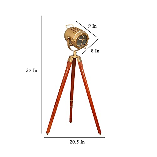 Image of PRISTINE INTERIORS Brown Fabric Shade Tripod Floor Lamp with Black Base Silver Metal Shade Tripod Floor Lamp with Beige Base (Mirabelle)