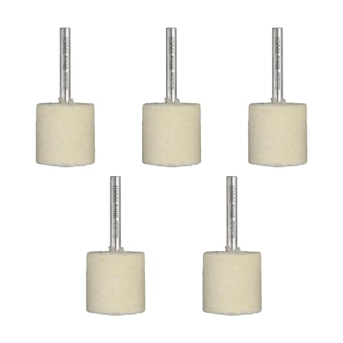 Image of Ultra Touch Felt Mop Wheel | 1 /4 inch Shank | Suitable for Polishing | Can be used with Drill Machine /Die Grinder | Metal Working | Pack of 5 (25 x 25mm)