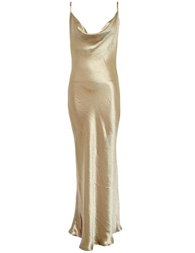 xxxiticat Women's Sleeveless Spaghetti Strap Satin Dress Cocktail Beach Evening Party Cowl Neck Back Tie Up Maxi Dresses4