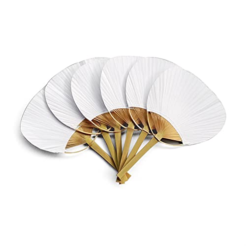 Pratique et pratique, peut être décoré pour de nom Ventilateur de peinture de calligraphie de la poignée de bambou blanc de 24 pcs, ventilateur de pagaie blanche pour la décoration de mariage Éventail