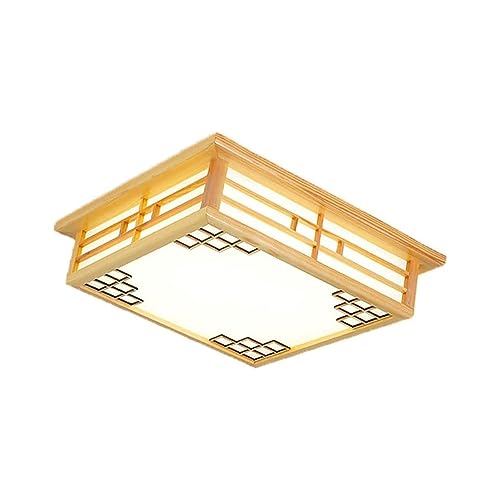 Lámpara de Techo Estilo Mediados de Siglo, luminarias de Techo, lámpara de Techo Cuadrada de Madera Estilo japonés, lámpara de Techo LED de Madera Maciza Creativa, Montaje empotr
