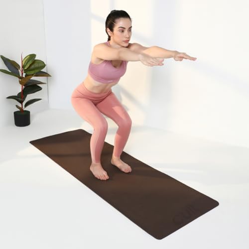 Image of Cult Yoga Mat EVA 4mm with Carry Strap - Non-Slip, Lightweight, Cushioned & Sweat-Resistant Exercise Mat - Durable, Portable & Eco-Friendly Workout Mat for Yoga, Pilates, Home Gym & Fitness - Brown