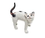 ChangThai Design Tiny 2½' Tricolor Calico Cat Stand Look Up - Miniature Hand Made Ceramic Cats Kitten Kitty Feline Animals Cute Porcelain Decorative Figure Collectible Figurines Décor Pet Lovers Gifts