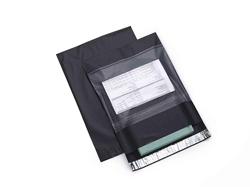 Image of Porpoise Black Tamper Proof Courier Bags 6.5 x 8 Inch Pack of 100 with POD Jacket Self Adhesive Poly Mailer for E Commerce Shipping Packaging