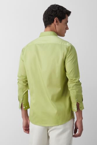 Image of Peter England Men's Slim Fit Full Sleeve Casual Shirt in Twill Weave Cotton