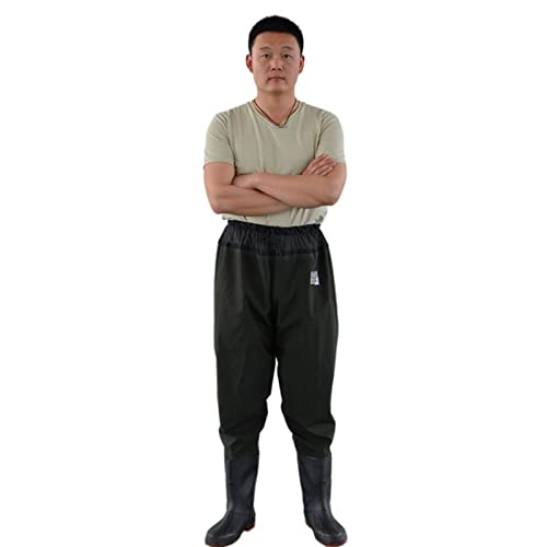 Oukerde Pantalones de vadeo de Cintura,vadeadores de Cintura de Pesca para Hombres y Mujeres,vadeadores de Pesca Transpirables con Botas,para Pesca con Mosca,Caza de Patos,Kayak