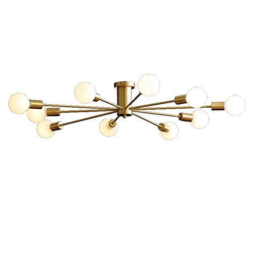 Lustre Spoutnik plafonnier moderne semi-encastré métal doré gain de place