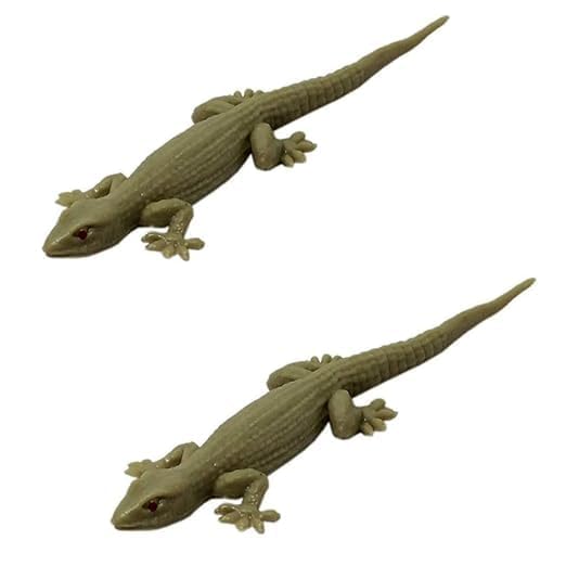 Image of KRySt Brown Lizard and Black Snake Combo Toys | Real Looking Rubber Lizard Toy | Original Look Chipkali Toy | Chipkali and Snake Prank Toys for Kids and Adults (Lizard - 2 Nos.)