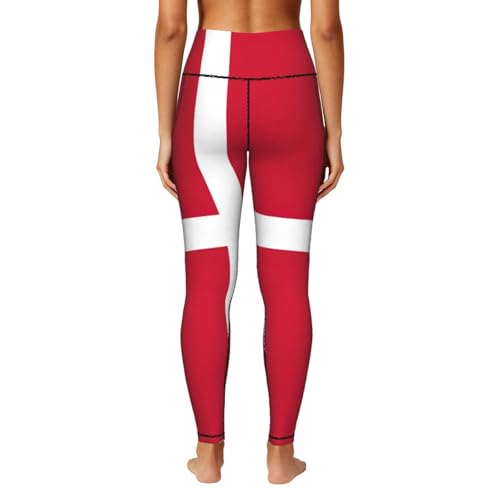 Leggings con estampado de bandera danesa pantalones de entrenamiento elásticos para mujer 4