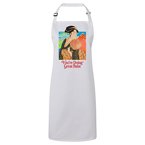 Tablier cuisine premium blanc art vintage geisha japonaise mème humour
