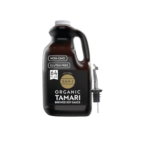 San-J - Organic Gluten Free Tamari Soy Sauce - Specially Brewed - Made with 100% Whole Soy - 64 oz. Container