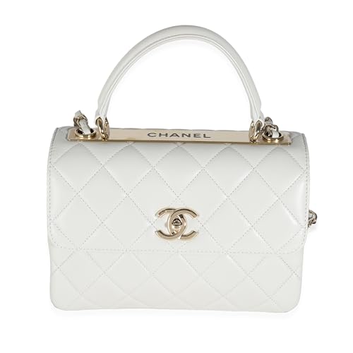 Pre-Loved Grey Quilted Lambskin Small Trendy CC Top Handle Flap Bag, Gray