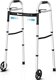 Whlicks Narrow Folding Walkers for Seniors,Aluminum Lightweight Walkers with Wheels, Adjustable Width and Height Front Wheel Walker for Elderly and Disabled, Supports up to 350 lbs