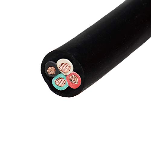 12/4 Bulk Cable 50 Foot - SOOW Jacket, 20 Amps, 4 Wire, 600v - Water and Oil Resistant