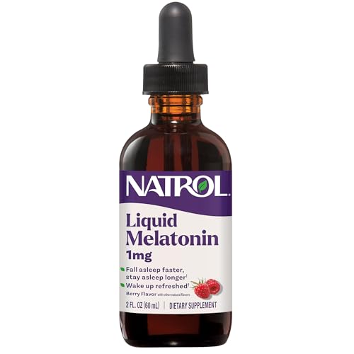 Natrol Liquid Melatonin 1 mg Melatonin for Adults to Fall Asleep Faster and Stay Asleep Longer Wake Up Refreshed Berry-Flavored Liquid 2 FL OZ 15 Servings