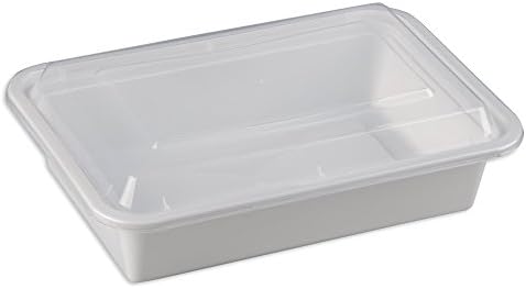 SAFEPRO 38 oz. White Rectangular Microwavable Container with Clear Lid, Lunch Food Box, Plastic Take-Out Containers (Case of 50)