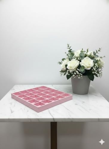 Image of Velvet Jewellery Drawer Organizer Stackable Tray (Pink, 24 Grid)