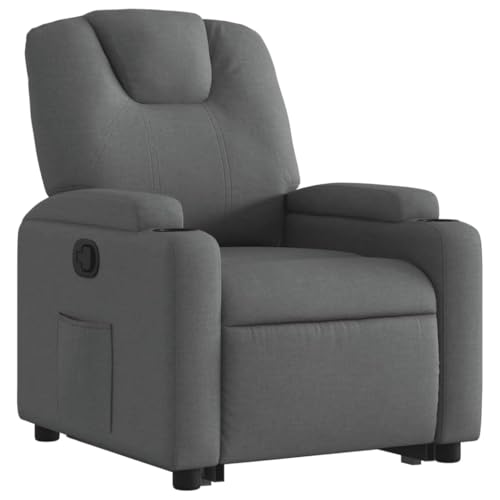 vidaXL Sillón Reclinable Elevable, Tela Gris Oscuro