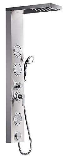 Preisvergleich Produktbild Gebürsteter Edelstahl Duschsäule Duschpaneel Regendusche Massagedüsen Wasserfall Sanlingo