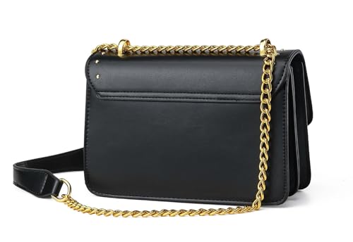Image of Diva Dale MKF Crossbody Bag, White with Gold Chain Strap, Studded Design, Signature Logo