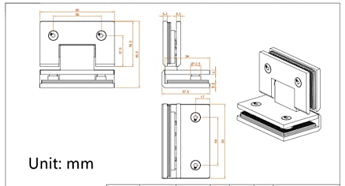 Heavy Duty Shower Glass Door Hinge,Solid One-Piece Precision Cast with 5mm Thick 304 Stainless Steel,Suitable for 5/16"-1/2"(8mm-12mm) Thick Frameless Bathroom Doors,Glass to Glass Mount,1 pc,Black - Image 2