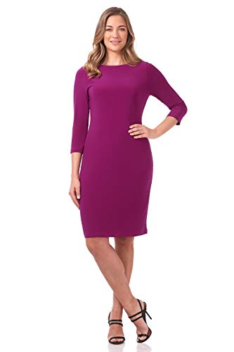 Rekucci Women's Classic Pencil Dress Wear to Work, Church or Casual(6, Magenta)
