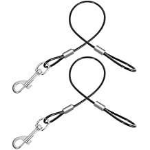 Xindojuz 2 PCS Chew Proof Dog Leash Extender for Training, Retractable Dog Leashes Heavy Duty for Small Dogs, No Tangle Multiple Two Dogs Leashes for Collars & Harnesses Black, 15.75 Inch/40 cm