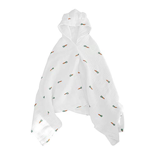 Sense Gnosis Super Soft 100% Muslin Cotton Hooded Baby Bath Towel Highly Absorbent Comfortable 0born Infant Wrap Swaddle Blanket Bathrobe for Baby or Kids, Carrot 26  x48 , Thanksgiving Gift