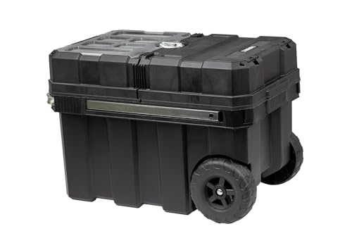 24-Inch Rolling Toolbox, Portable Black Resin Toolbox