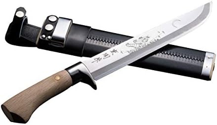 AZUMASYUSAKU HONMAMON Hunting Knife with Carving of Tiger 240mm Japanese Outdoor Knife